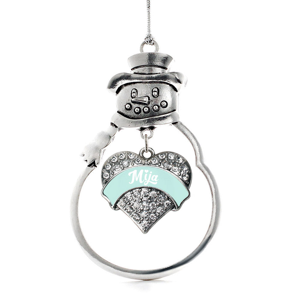 Silver Mint Mija Pave Heart Charm Snowman Ornament