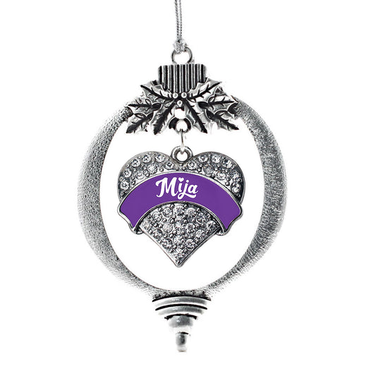 Silver Purple Mija Pave Heart Charm Holiday Ornament