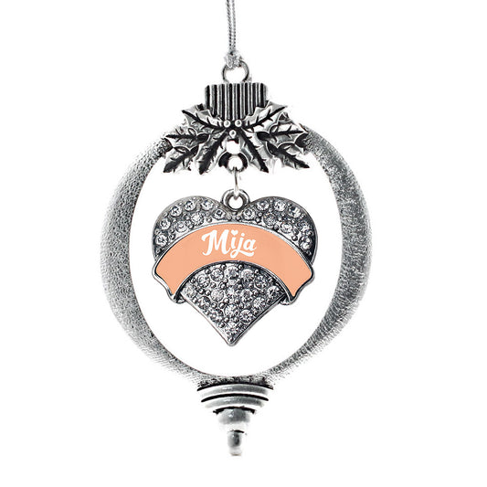 Silver Peach Mija Pave Heart Charm Holiday Ornament