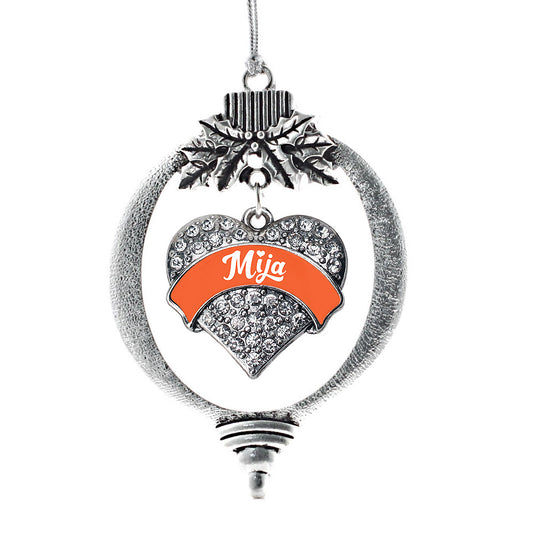 Silver Orange Mija Pave Heart Charm Holiday Ornament