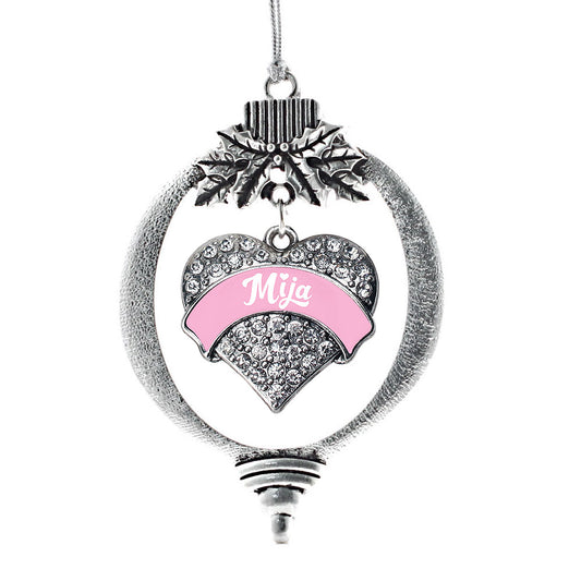 Silver Pink Mija Pave Heart Charm Holiday Ornament