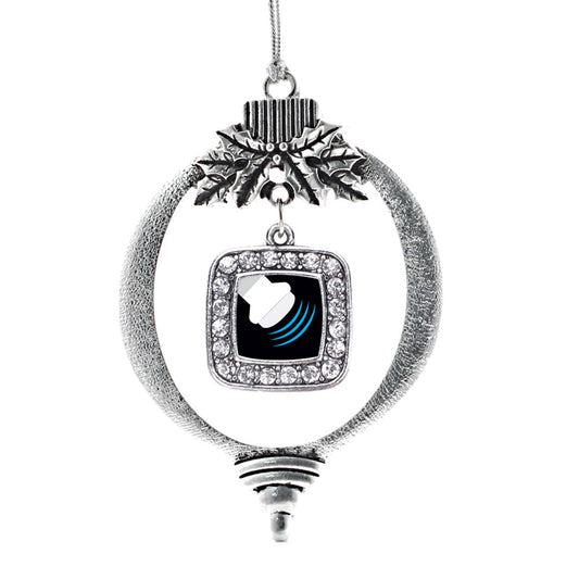 Silver Sonographer Square Charm Holiday Ornament