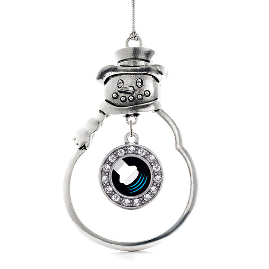 Silver Sonographer Circle Charm Snowman Ornament