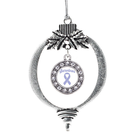 Silver Periwinkle Circle Charm Holiday Ornament