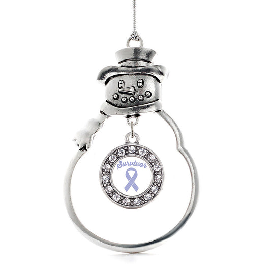 Silver Periwinkle Circle Charm Snowman Ornament