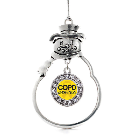 Silver COPD Awareness Circle Charm Snowman Ornament