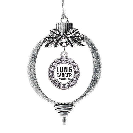 Silver Lung Cancer Awareness Circle Charm Holiday Ornament