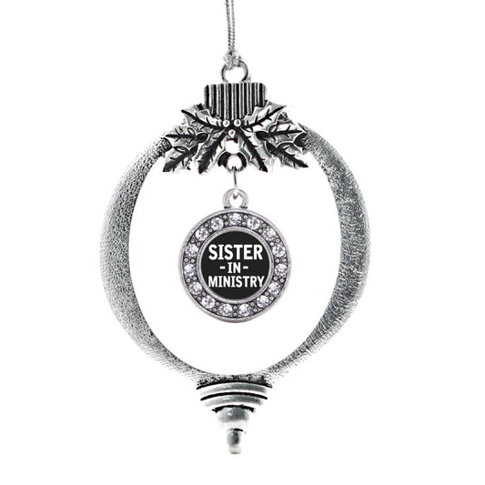 Silver Sister in Ministry Circle Charm Holiday Ornament