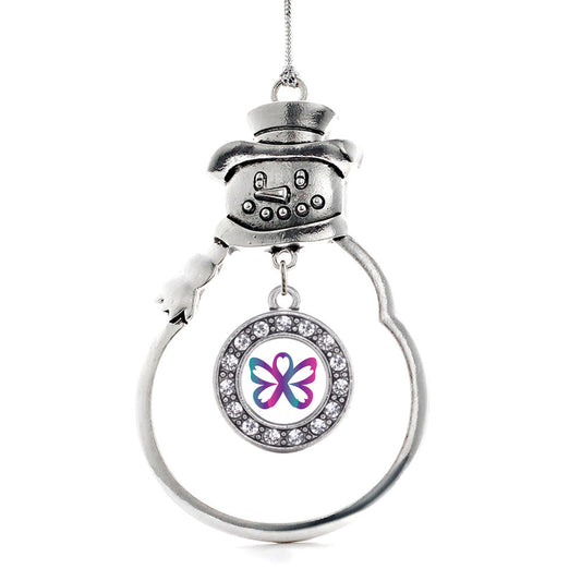 Silver Thyroid Butterfly Circle Charm Snowman Ornament
