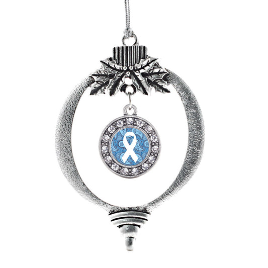 Silver Paisly Awareness Ribbon Circle Charm Holiday Ornament