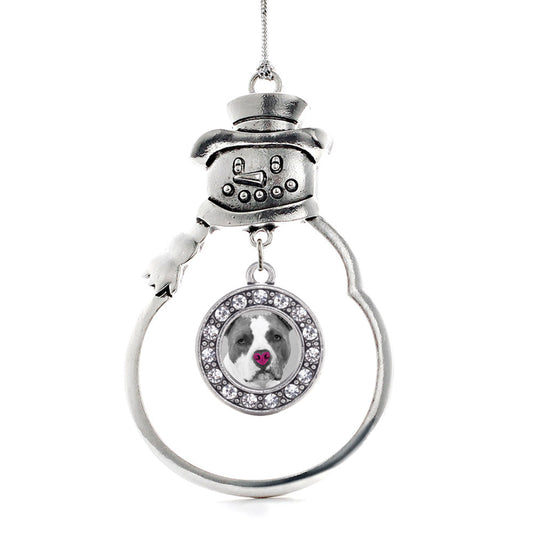 Silver Big Dogs with Big Hearts BSL Awareness Circle Charm Snowman Ornament