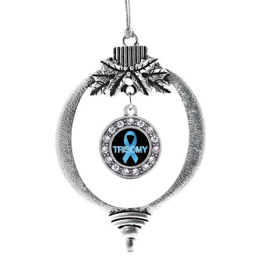 Silver Trisomy Awareness Circle Charm Holiday Ornament