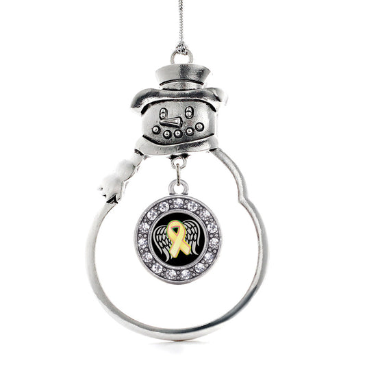 Silver Trisomy 13 Awareness Circle Charm Snowman Ornament