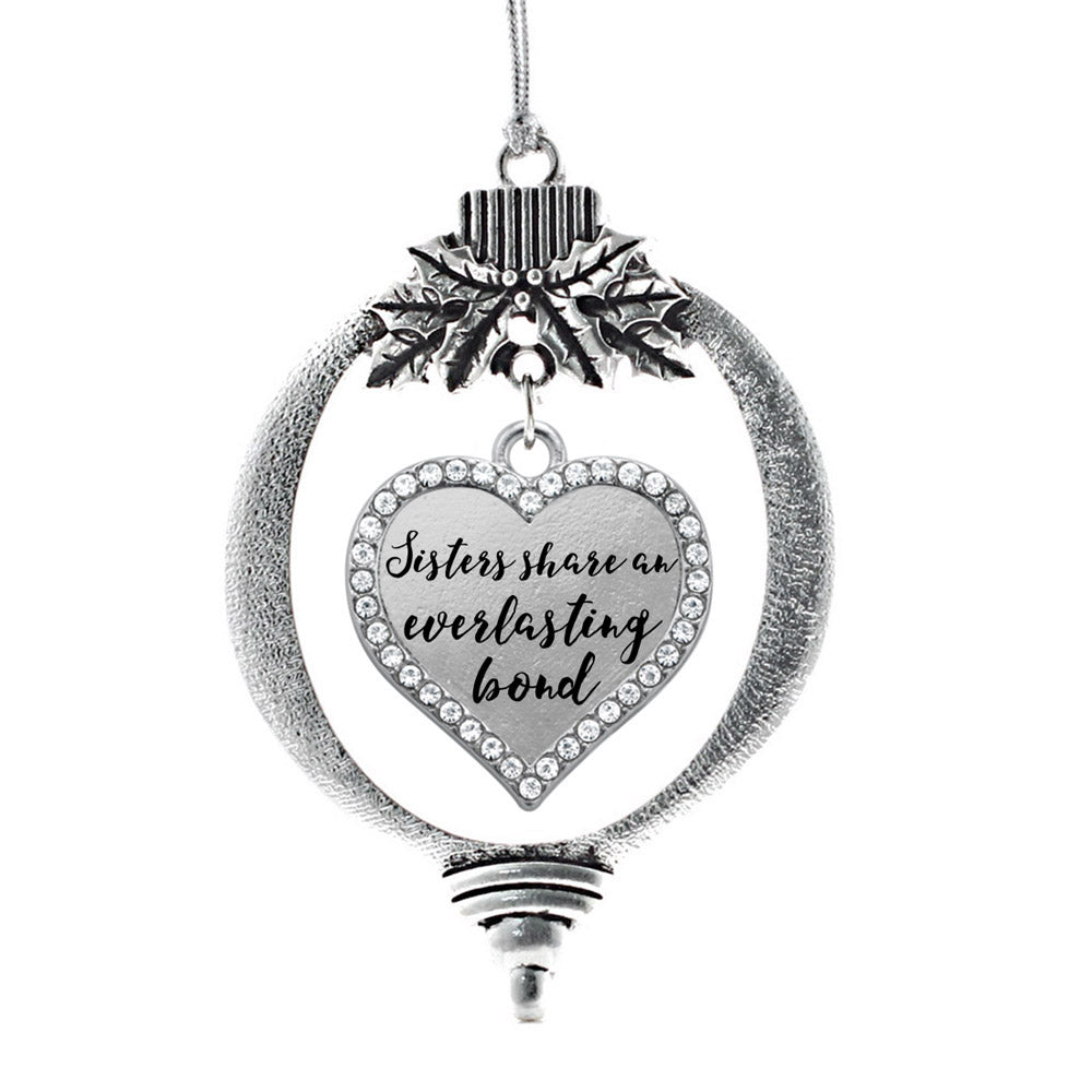 Silver Sister Bond Open Heart Charm Holiday Ornament