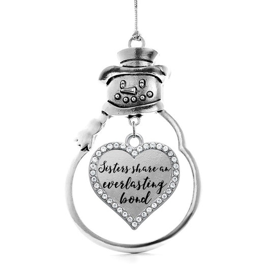 Silver Sister Bond Open Heart Charm Snowman Ornament