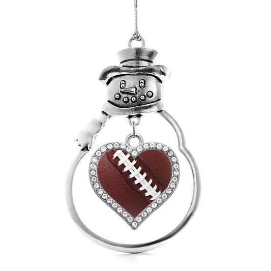 Silver Football Open Heart Charm Snowman Ornament