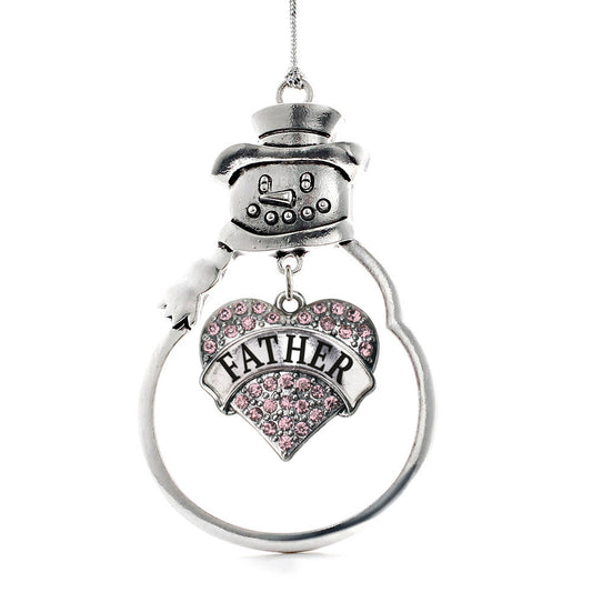 Silver Father Pink Pink Pave Heart Charm Snowman Ornament