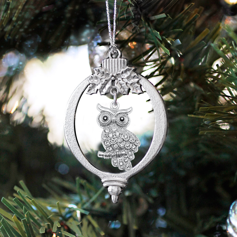 Silver Owl Charm Holiday Ornament