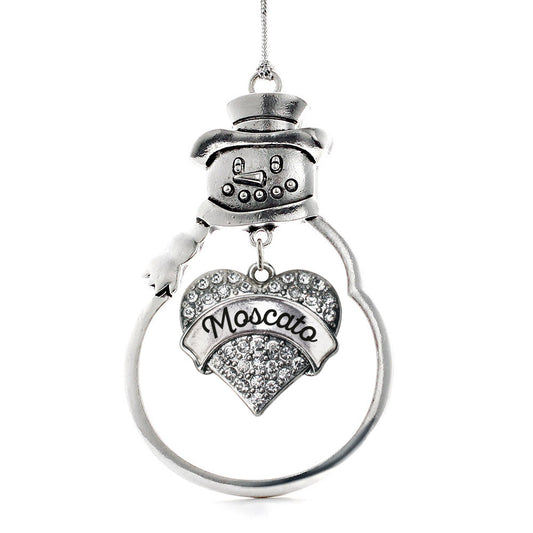 Silver Moscato Pave Heart Charm Snowman Ornament