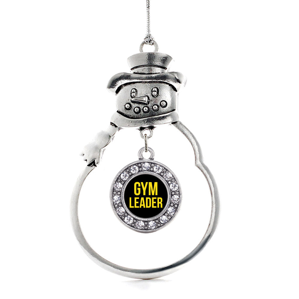 Silver Yellow Gym Leader Circle Charm Snowman Ornament