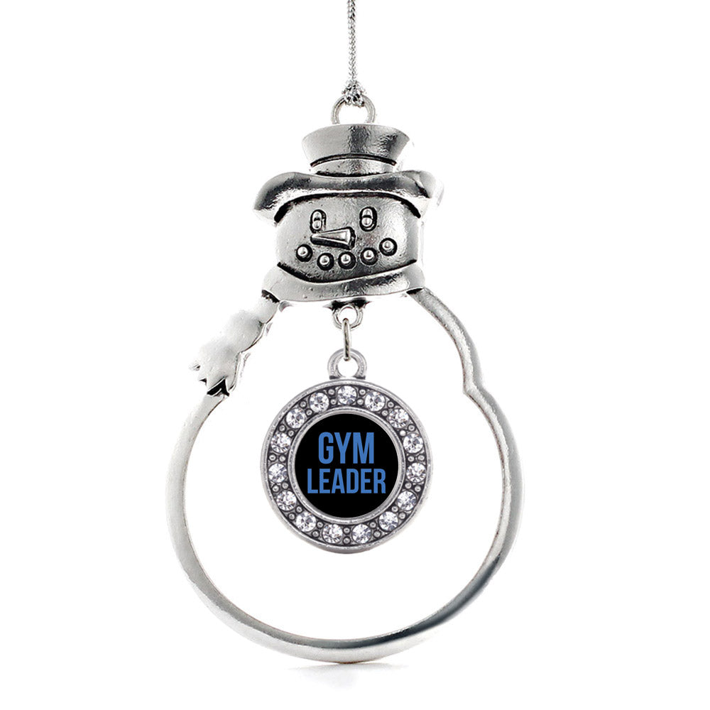 Silver Blue Gym Leader Circle Charm Snowman Ornament