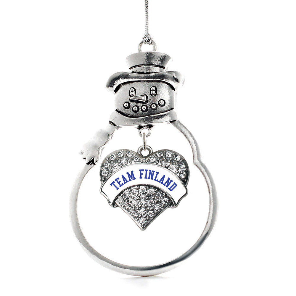 Silver Team Finland Pave Heart Charm Snowman Ornament