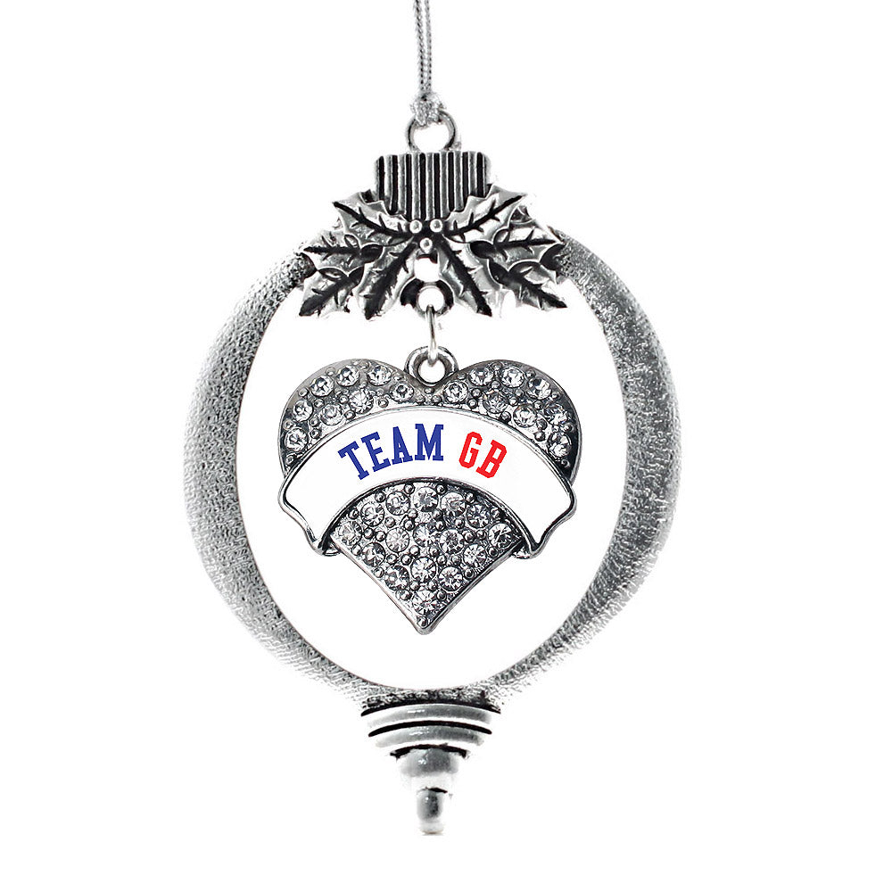 Silver Team Great Britain Pave Heart Charm Holiday Ornament