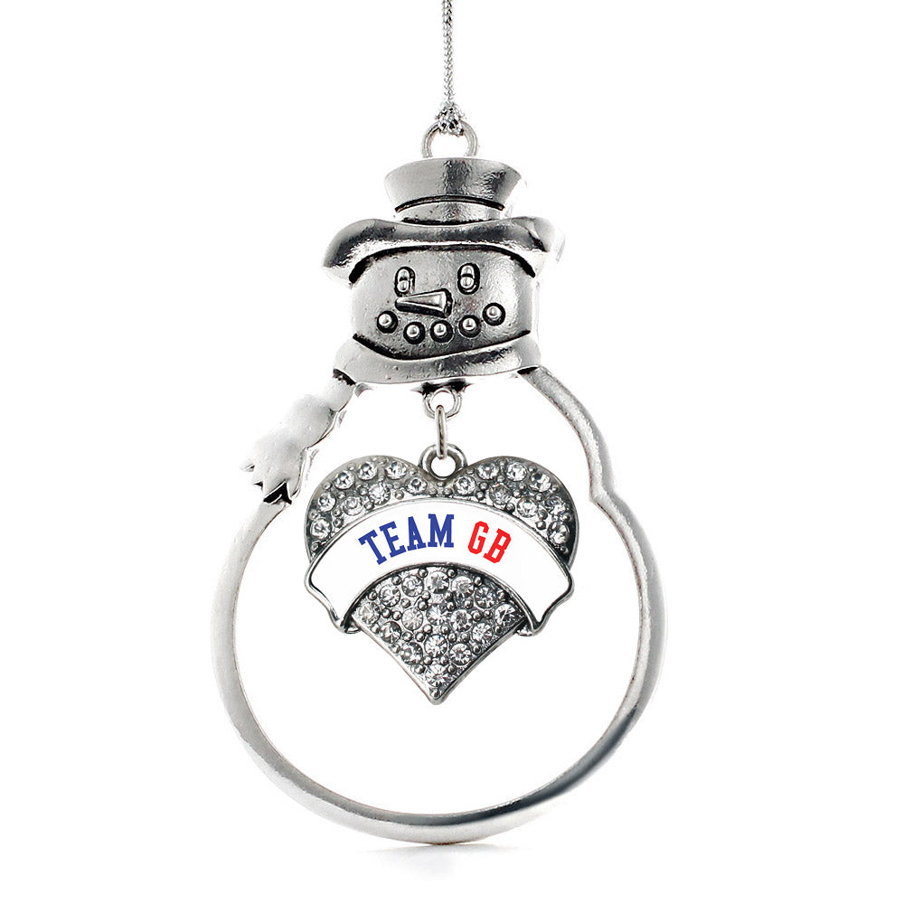 Silver Team Great Britain Pave Heart Charm Snowman Ornament