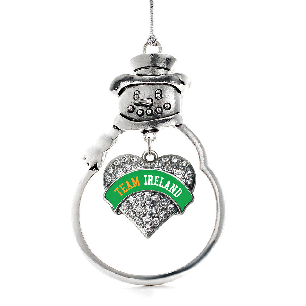 Silver Team Ireland Pave Heart Charm Snowman Ornament