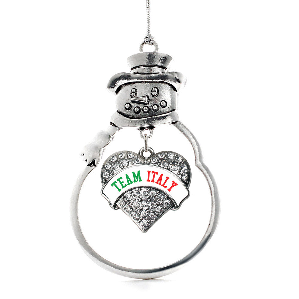 Silver Team Italy Pave Heart Charm Snowman Ornament