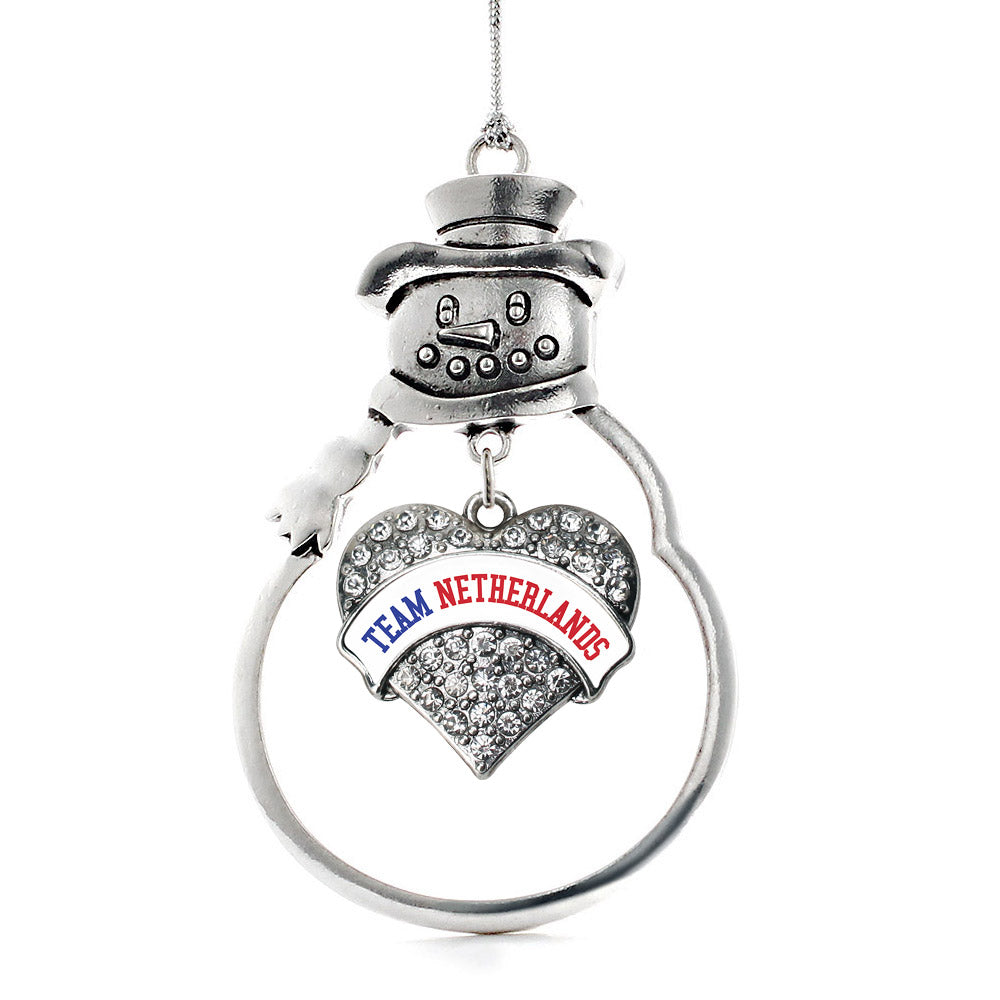 Silver Team Netherlands Pave Heart Charm Snowman Ornament