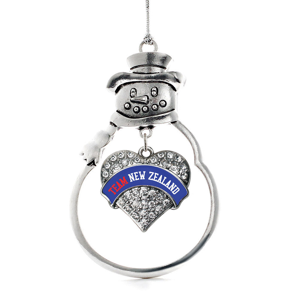 Silver Team New Zealand Pave Heart Charm Snowman Ornament