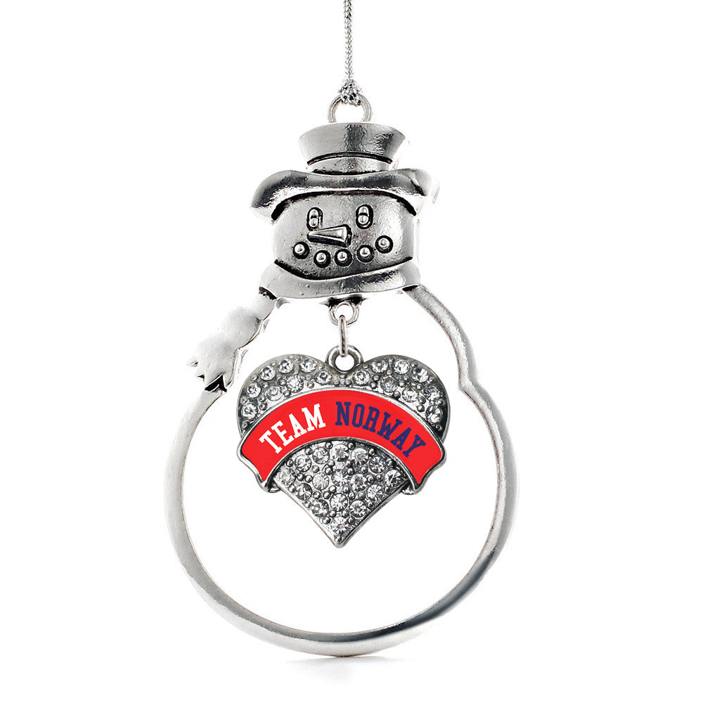 Silver Team Norway Pave Heart Charm Snowman Ornament