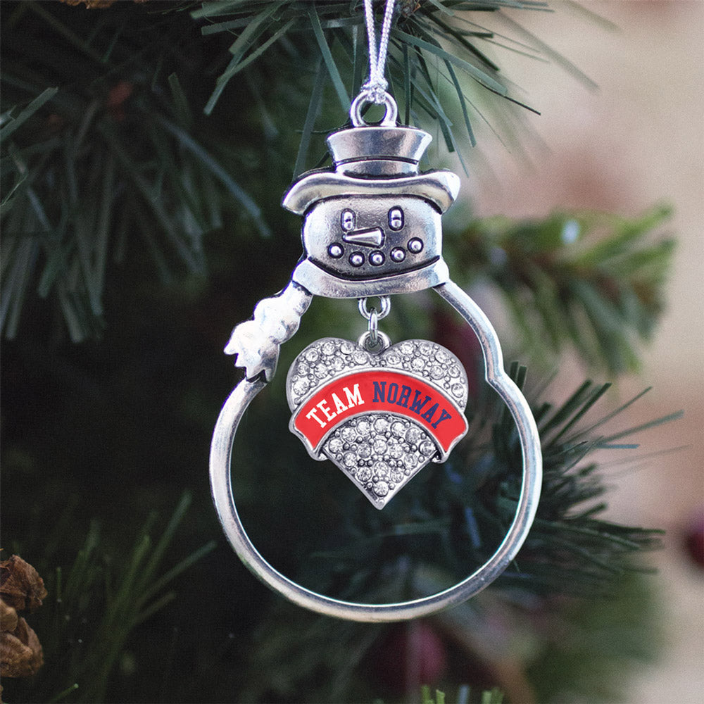 Silver Team Norway Pave Heart Charm Snowman Ornament