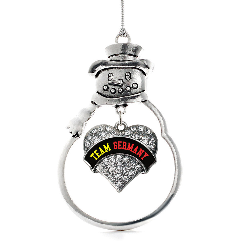 Silver Team Germany Pave Heart Charm Snowman Ornament