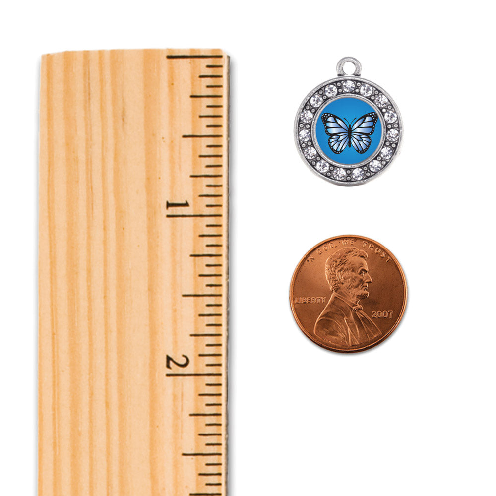 Silver Azure Butterfly Circle Charm Snowman Ornament