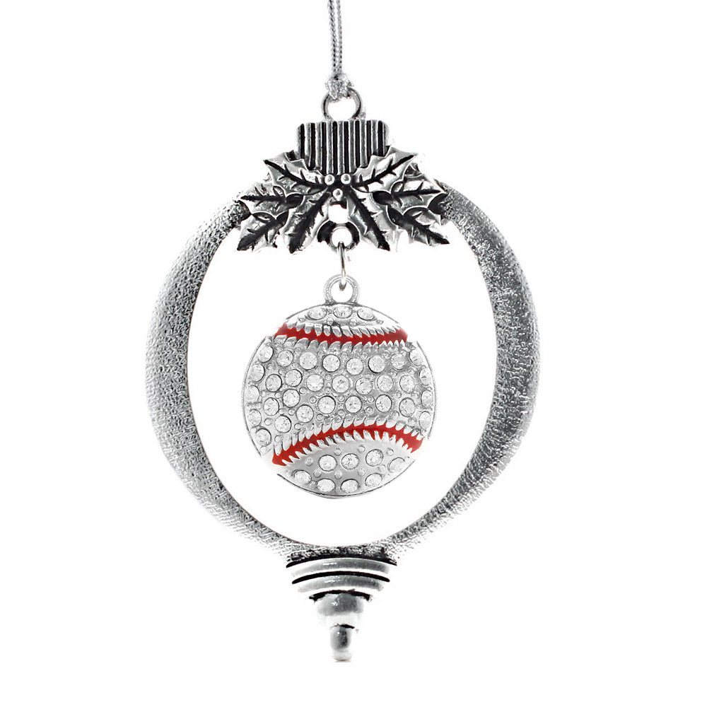 Silver Baseball Charm Holiday Ornament