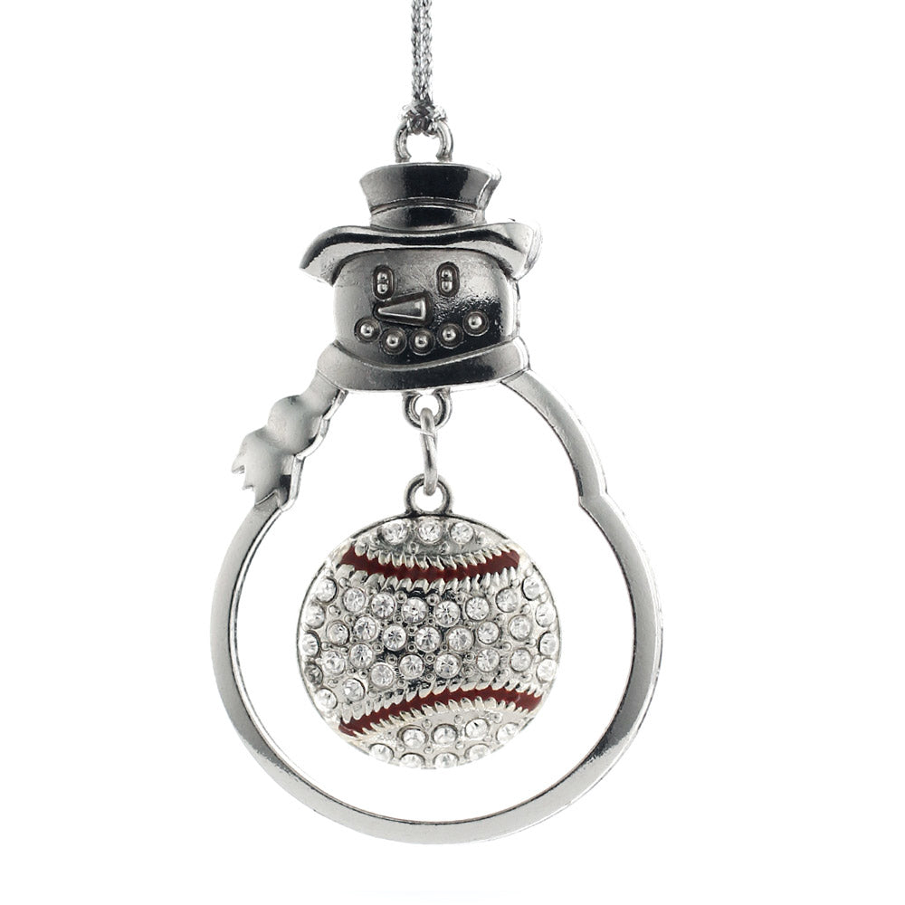 Silver Baseball Charm Snowman Ornament