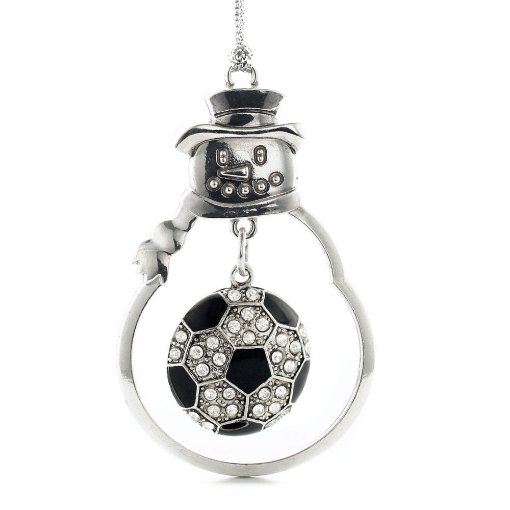 Silver Soccer Ball Charm Snowman Ornament