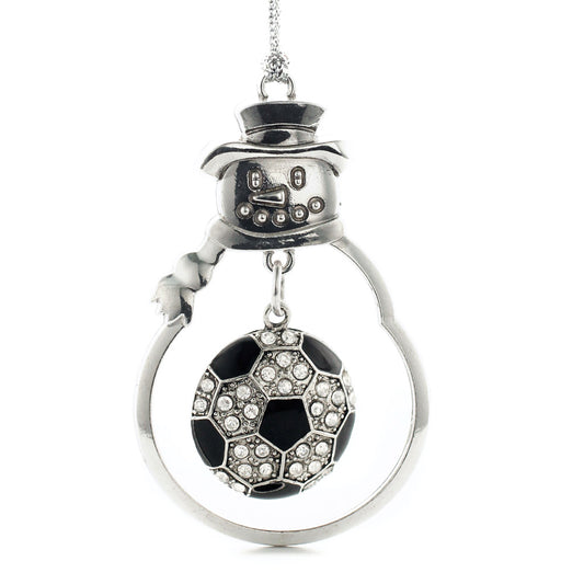 Silver Soccer Ball Charm Snowman Ornament
