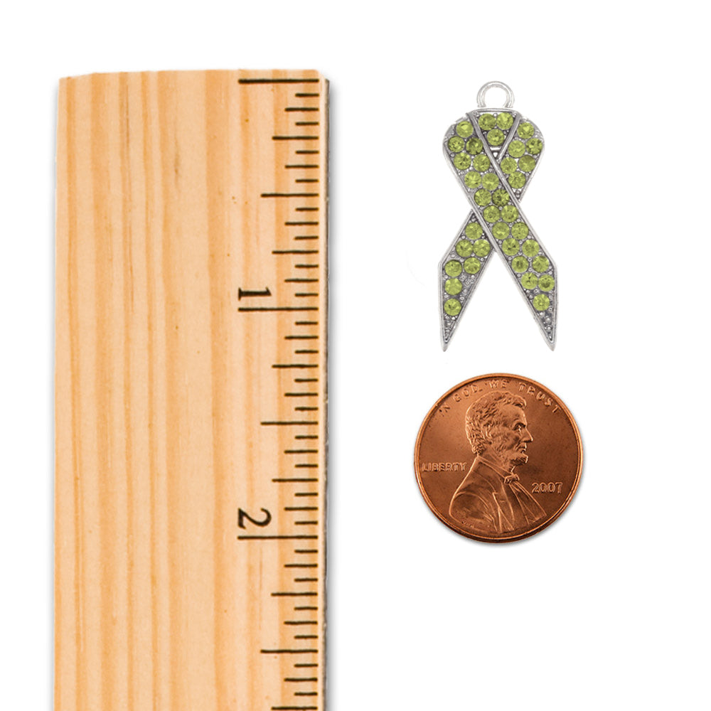 Silver Green Ribbon Charm Holiday Ornament