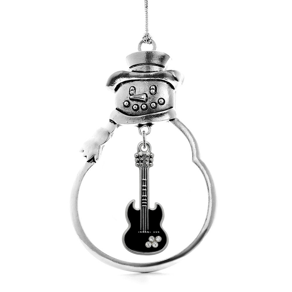 Silver Guitar Charm Snowman Ornament