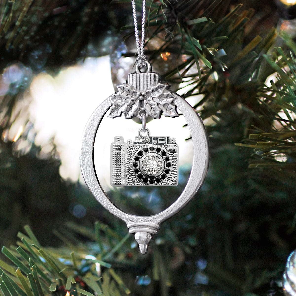 Silver Vintage Camera Charm Holiday Ornament
