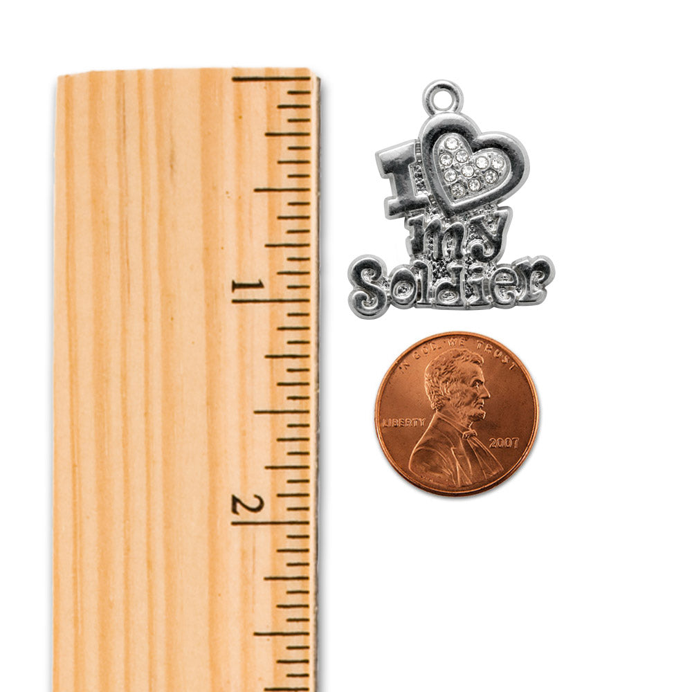 Silver I Love My Soldier Charm Snowman Ornament