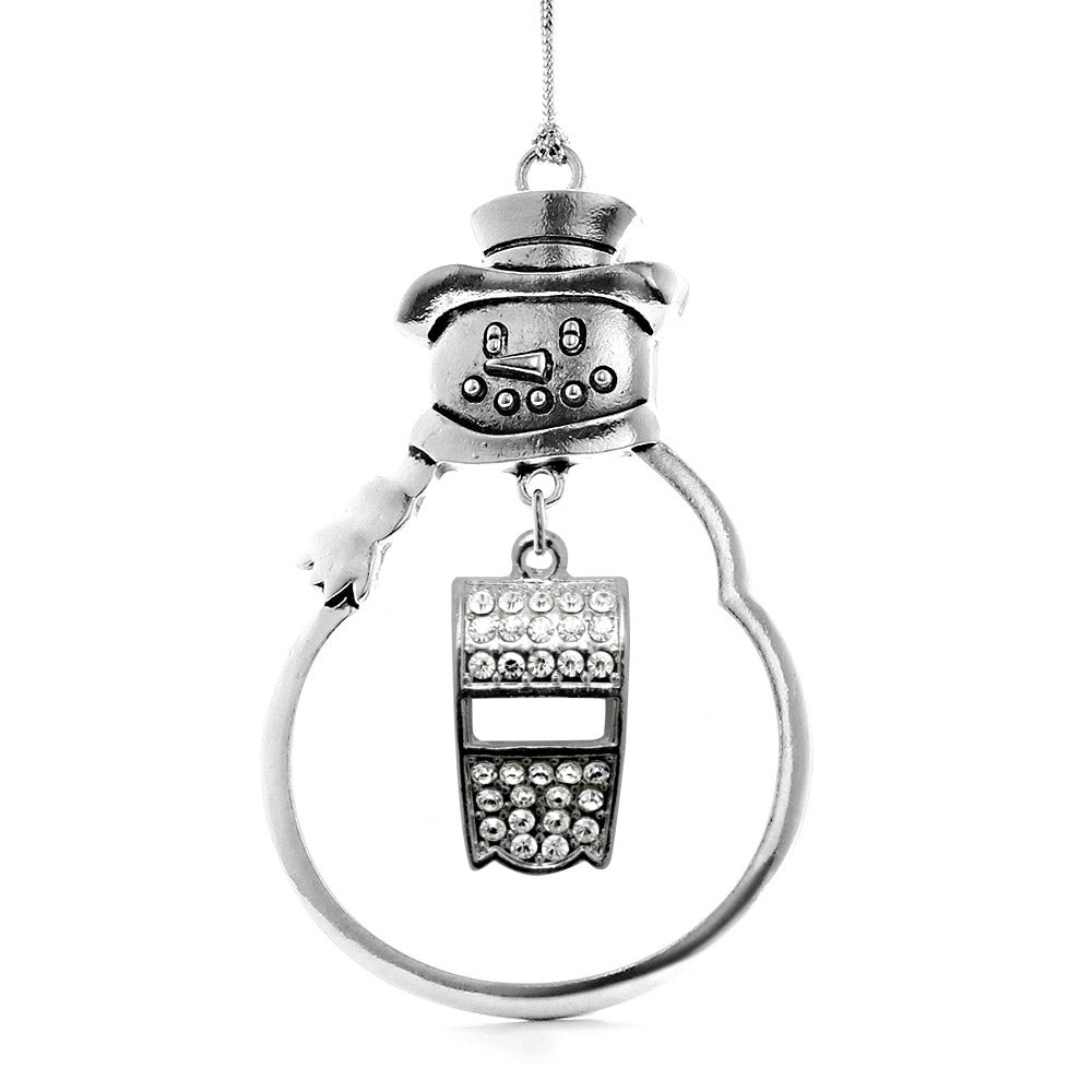 Silver Whistle Charm Snowman Ornament