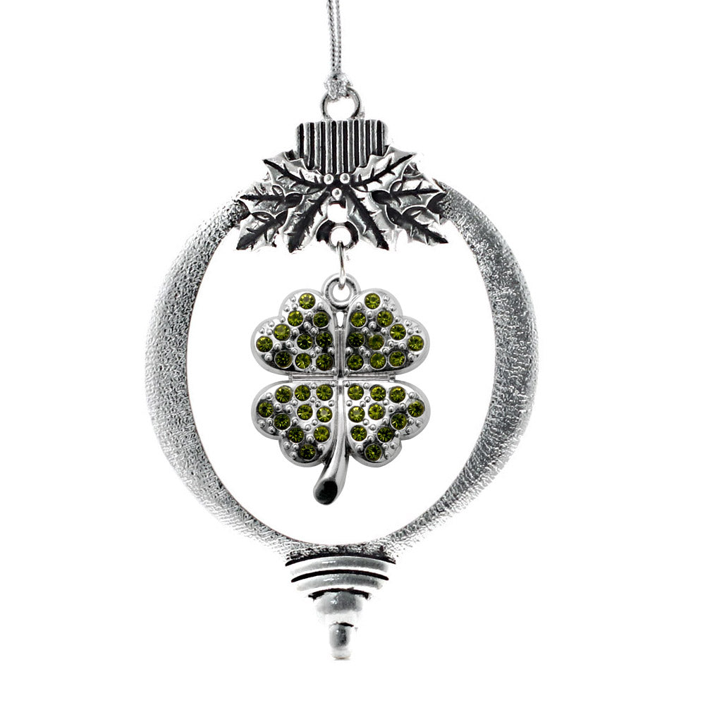 Silver Four Leaf Clover Charm Holiday Ornament