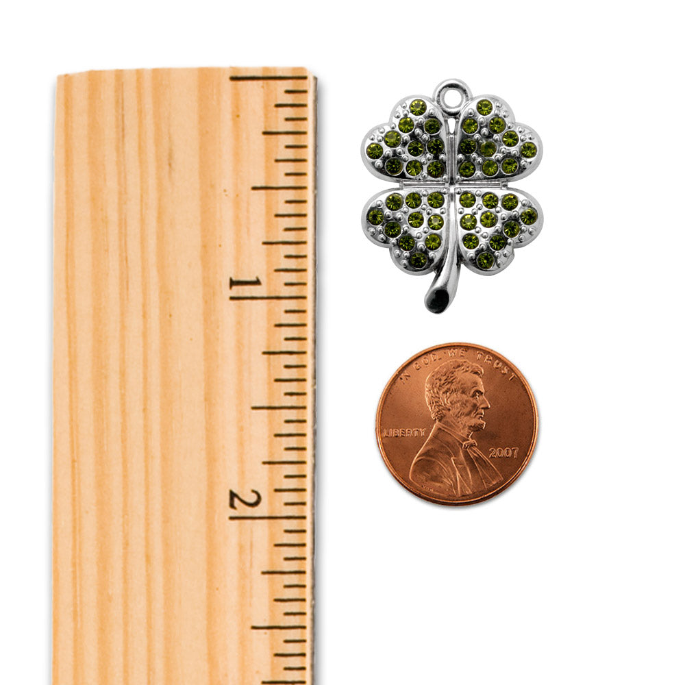 Silver Four Leaf Clover Charm Snowman Ornament
