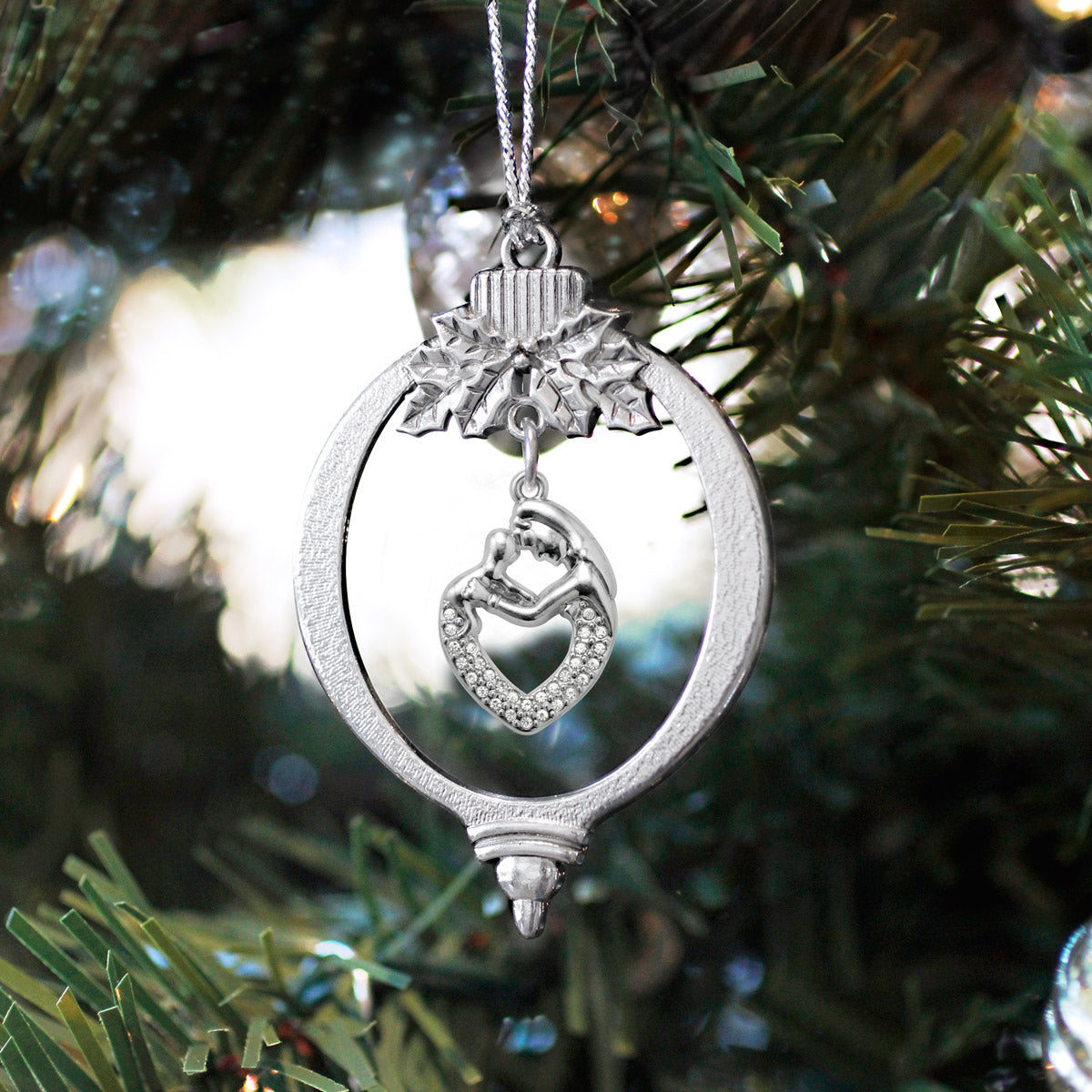 Silver Mother and Child Charm Holiday Ornament
