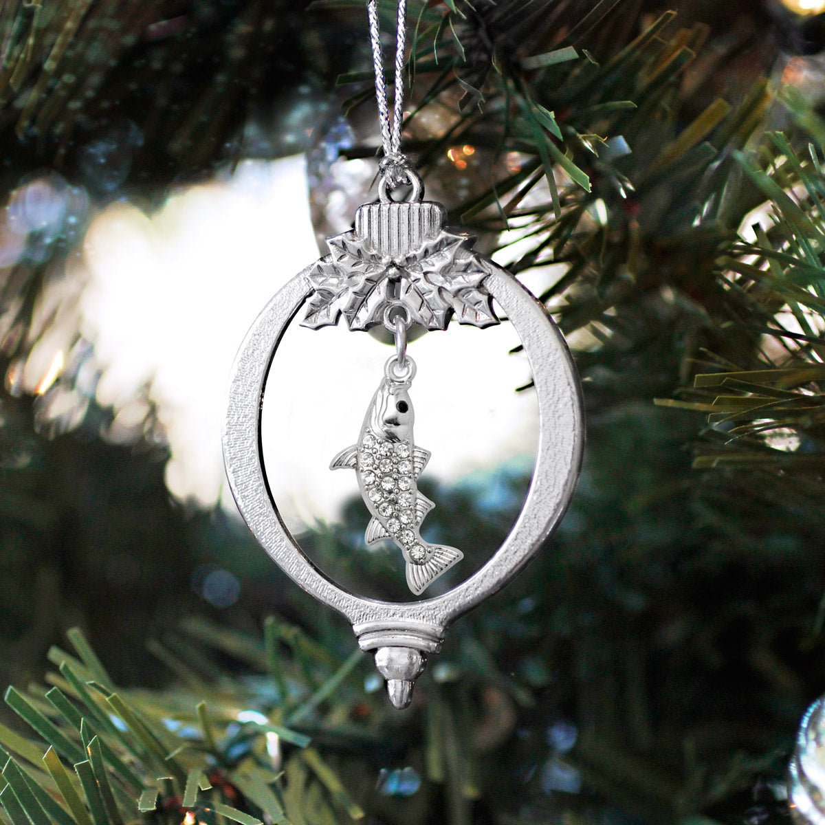 Silver Fish Charm Holiday Ornament