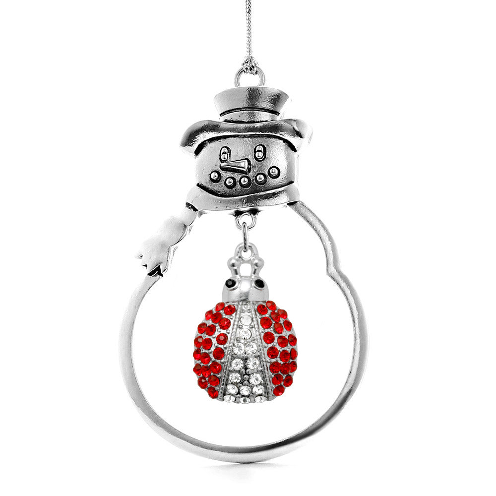 Silver Lady Bug Charm Snowman Ornament